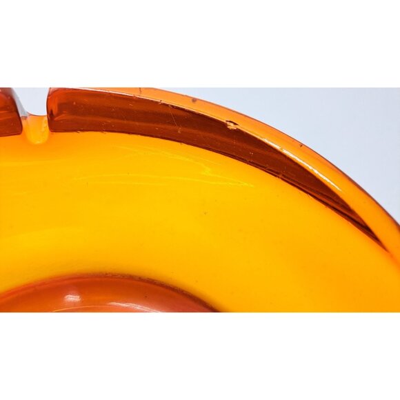 Vintage Viking Persimmon Glass Cadmium Amber Ashtray Tulip Orange MCM 6.5 inches - Picture 10 of 16